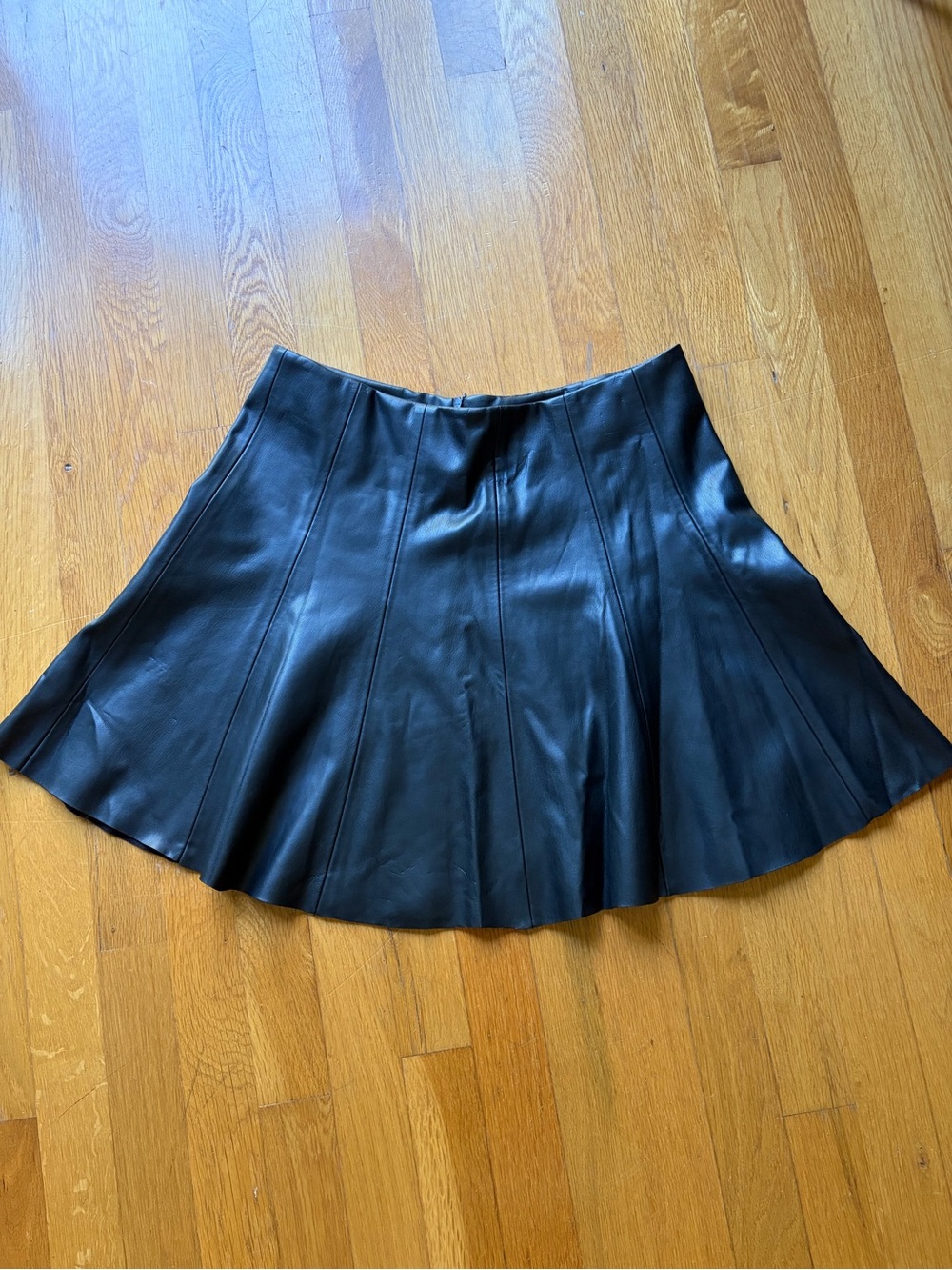 Zara Black Faux Leather Circle Skirt